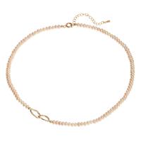 Freshwater Pearl Brass Chain Necklace, Pérolas de água doce, with cobre, joias de moda & para mulher, vendido para Aprox 15.35 inchaltura Strand