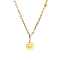 Titanová ocel náhrdelník, Titanium ocel, s 5cm extender řetězce, Flat Round, módní šperky & pro ženy, zlatý, 16mm, Délka 42 cm, Prodáno By PC