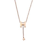 Collier d'acier titane, avec 5cm chaînes de rallonge, Lettre H, bijoux de mode & pour femme, couleur or rose, Longueur:40 cm, Vendu par PC