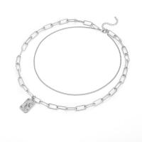 Titanstahl Halskette, mit Verlängerungskettchen von 5cm, Charakter, Doppelschicht & Modeschmuck & unisex & einstellbar, keine, Länge:40 cm, 52 cm, verkauft von PC