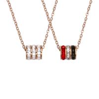 Titanium Steel Necklace, with 5cm extender chain, Column, Vacuum Ion Plating, fashion jewelry & micro pave cubic zirconia & for woman, more colors for choice, Length:40 cm, Sold By PC
