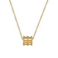 Titanstahl Halskette, mit Verlängerungskettchen von 5cm, Zylinder, Modeschmuck & verschiedene Stile für Wahl & Micro pave Zirkonia & für Frau, goldfarben, Länge 40 cm, verkauft von PC