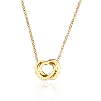 Titanium Steel Necklace with 5cm extender chain Heart Vacuum Ion Plating fashion jewelry & for woman & hollow golden 11mm Length 43 cm Sold By PC