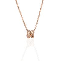 Titanium Steel Necklace, with 5cm extender chain, Four Leaf Clover, Vacuum Ion Plating, fashion jewelry & adjustable & micro pave cubic zirconia & for woman, rose gold color, Length:45 cm, Sold By PC