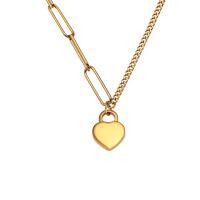 Titanstahl Halskette, Herz, Modeschmuck & verschiedene Stile für Wahl & Micro pave Zirkonia & für Frau, goldfarben, verkauft von PC