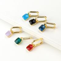 Kristallen oorbellen, Messing, met Kristal, gold plated, mode sieraden & voor vrouw, meer kleuren voor de keuze, Verkocht door pair
