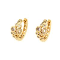 Cubic Zirconia Micro Pave Brass Earring, gold color plated, micro pave cubic zirconia & for woman, gold, 13x8mm, Sold By Pair