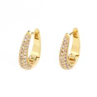 Cubic Zirconia Micro Pave Brass Earring gold color plated micro pave cubic zirconia & for woman gold Sold By Pair