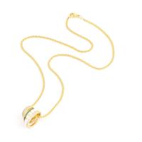 Freshwater Pearl Brass Necklace with Freshwater Pearl gold color plated & micro pave cubic zirconia & for woman gold 450mm Sold By PC