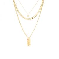 Mode-Multi-Layer-Halskette, Messing, goldfarben plattiert, verschiedene Stile für Wahl & für Frau, Goldfarbe, 550mm, verkauft von PC