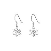 Cubic Zirconia Micro Pave Sterling Silver Earring 925 Sterling Silver Snowflake platinum plated micro pave cubic zirconia & for woman original color Sold By Pair