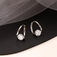 925 Sterling Silver Drop -øreringe, 925 Sterling Sølv, forgyldt, for kvinde & med rhinestone, flere farver til valg, Solgt af par