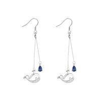 Cubic Zirconia Micro Pave Sterling Silver Earring, 925 Sterling Silver, Whale, platinum plated, micro pave cubic zirconia & for woman, original color, 54x13mm, Sold By Pair