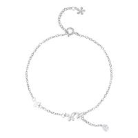 Fashion Sterling Silver Anklet, 925 Sterling Silver, polished, micro pave cubic zirconia & for woman, original color, 260mm, Sold By PC
