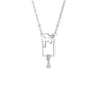 Cubic Zircon Micro Pave 925 Sterling Silver Necklace polished micro pave cubic zirconia & for woman original color 450mm Sold By PC