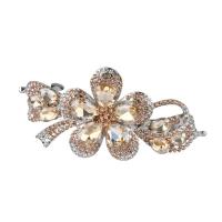 Crystal Brooch, Tibetan Style, with Crystal, Flower, plated, for woman & with rhinestone, more colors for choice, 100mm, Sold By PC