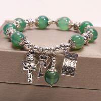 Agate Jewelry Bracelet with Zinc Alloy plated vintage & Unisex 10mm Length Approx 6.5 Inch Sold By PC