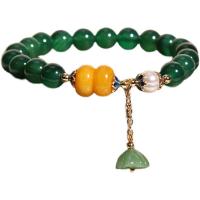 Bracelet de bijou en agate , agate verte, avec perle d'eau douce cultivée, de lotus la graine, Style coréen & pour femme, 8mm, Longueur:Environ 6.5 pouce, Vendu par PC
