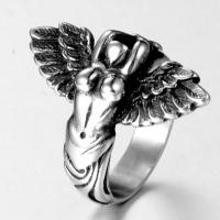 Titanium Steel Finger Ring, Angel, polished, different size for choice & for man, original color, Sold By PC
