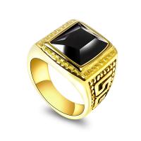 Titanium Steel Finger Ring, with Rhinestone, gold color plated, different size for choice & for man, Sold By PC