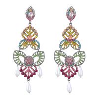 Rhinestone Earring Zinc Alloy with ABS Plastic Pearl & Acrylic silver color plated fashion jewelry & for woman multi-colored Sold By Pair