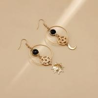 Zinc Alloy Drop Earrings gold color plated fashion jewelry & for woman & with rhinestone two different colored Sold By Pair