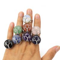 Dragi kamen Finger Ring, Mesing, s Prirodni kamen, srebrne boje pozlaćen, Podesiva & različiti materijali za izbor & za žene, više boja za izbor, nikal, olovo i kadmij besplatno, Unutarnji promjer:Približno 20mm, Prodano By PC