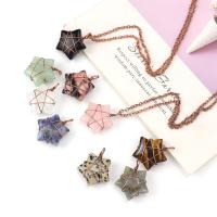 Natural Gemstone Necklace Zinc Alloy with Natural Stone Star antique copper color plated & for woman nickel lead & cadmium free 25mm Length Approx 51 cm Sold By PC