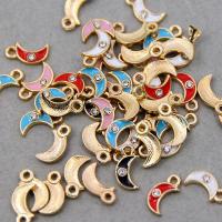 Zinc Alloy Enamel Pendants Moon plated Unisex & with rhinestone nickel lead & cadmium free Approx Sold By Bag