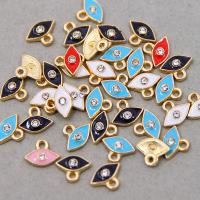 Evil Eye Pendants, Tibetan Style, plated, Unisex & enamel & with rhinestone, more colors for choice, nickel, lead & cadmium free, 10x8x2mm, Approx 100PCs/Bag, Sold By Bag