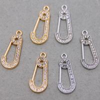 Zinc Alloy Rhinestone Pendants Safety Pin plated Unisex & with rhinestone nickel lead & cadmium free Approx Sold By Bag