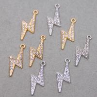 Tibetan Style Rhinestone Pendants, Lightning Symbol, plated, Unisex & with rhinestone, more colors for choice, nickel, lead & cadmium free, 10x27x2mm, Approx 100PCs/Bag, Sold By Bag