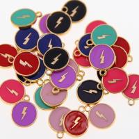 Tibetan Style Enamel Pendants, Flat Round, KC gold color plated, Unisex, more colors for choice, nickel, lead & cadmium free, 12x15mm, Approx 100PCs/Bag, Sold By Bag