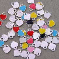 Tibetan Style Enamel Pendants, Heart, silver color plated, Unisex, mixed colors, nickel, lead & cadmium free, 8x8x2mm, Approx 100PCs/Bag, Sold By Bag
