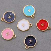 Tibetan Style Enamel Pendants, Flat Round, KC gold color plated, Unisex, more colors for choice, nickel, lead & cadmium free, 16x13x2mm, Approx 100PCs/Bag, Sold By Bag