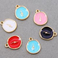 Tibetan Style Enamel Pendants, Flat Round, KC gold color plated, Unisex, more colors for choice, nickel, lead & cadmium free, 16x13x2mm, Approx 100PCs/Bag, Sold By Bag