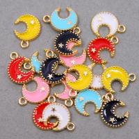 Tibetan Style Enamel Pendants, Moon, KC gold color plated, Unisex, more colors for choice, nickel, lead & cadmium free, 17x13x2mm, Approx 100PCs/Bag, Sold By Bag