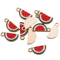 Tibetan Style Enamel Pendants, Watermelon, KC gold color plated, Unisex, mixed colors, nickel, lead & cadmium free, 17mm, Approx 100PCs/Bag, Sold By Bag
