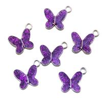 Tibetan Style Enamel Pendants, Butterfly, platinum color plated, Unisex, more colors for choice, nickel, lead & cadmium free, 15x15x2mm, Approx 100PCs/Bag, Sold By Bag