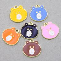 Tibetan Style Enamel Pendants, Bear, KC gold color plated, Unisex, more colors for choice, nickel, lead & cadmium free, 16x16x2mm, Approx 100PCs/Bag, Sold By Bag