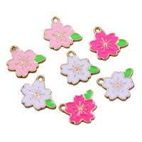 Tibetan Style Enamel Pendants, Flower, KC gold color plated, Unisex, more colors for choice, nickel, lead & cadmium free, 18x16x2mm, Approx 100PCs/Bag, Sold By Bag