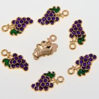 Tibetan Style Enamel Pendants, Grape, KC gold color plated, Unisex, purple, nickel, lead & cadmium free, 17x10x2mm, Approx 100PCs/Bag, Sold By Bag