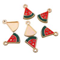 Tibetan Style Enamel Pendants, Watermelon, KC gold color plated, Unisex, red, nickel, lead & cadmium free, 12x17x3mm, Approx 100PCs/Bag, Sold By Bag