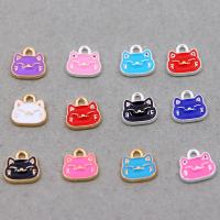 Tibetan Style Enamel Pendants, Cat, plated, Unisex, more colors for choice, nickel, lead & cadmium free, 10x10x2mm, Approx 100PCs/Bag, Sold By Bag