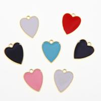 Tibetan Style Enamel Pendants, Heart, KC gold color plated, Unisex, more colors for choice, nickel, lead & cadmium free, 18x14x2mm, Approx 100PCs/Bag, Sold By Bag