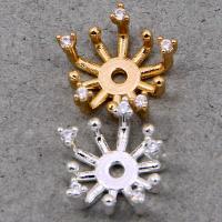 Brass Bead Cap Flower plated DIY & with rhinestone nickel lead & cadmium free 10mm Approx Sold By Bag