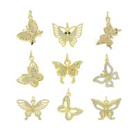 Cubic Zirconia Micro Pave Brass Pendant Butterfly 18K gold plated DIY & micro pave cubic zirconia nickel lead & cadmium free Sold By PC