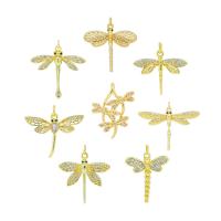 Cubic Zirconia Micro Pave Brass Pendant Dragonfly 18K gold plated DIY & micro pave cubic zirconia nickel lead & cadmium free Approx Sold By Bag