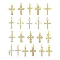Cubic Zirconia Micro Pave Brass Pendant, Cross, 18K gold plated, DIY & different styles for choice & micro pave cubic zirconia, more colors for choice, nickel, lead & cadmium free, Approx 10PCs/Bag, Sold By Bag