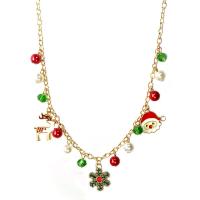 Рождество ожерелья, цинковый сплав, с 1.97 наполнитель цепи, плакирован золотом, Рождественский дизайн & разные стили для выбора & Женский & эмаль, разноцветный, не содержит никель, свинец, длина 17.72 дюймовый, продается PC